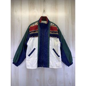 Vintage 1990s Kaotic Womens Fleece Patch Windbreaker Nylon Colorblock Jacket Med
